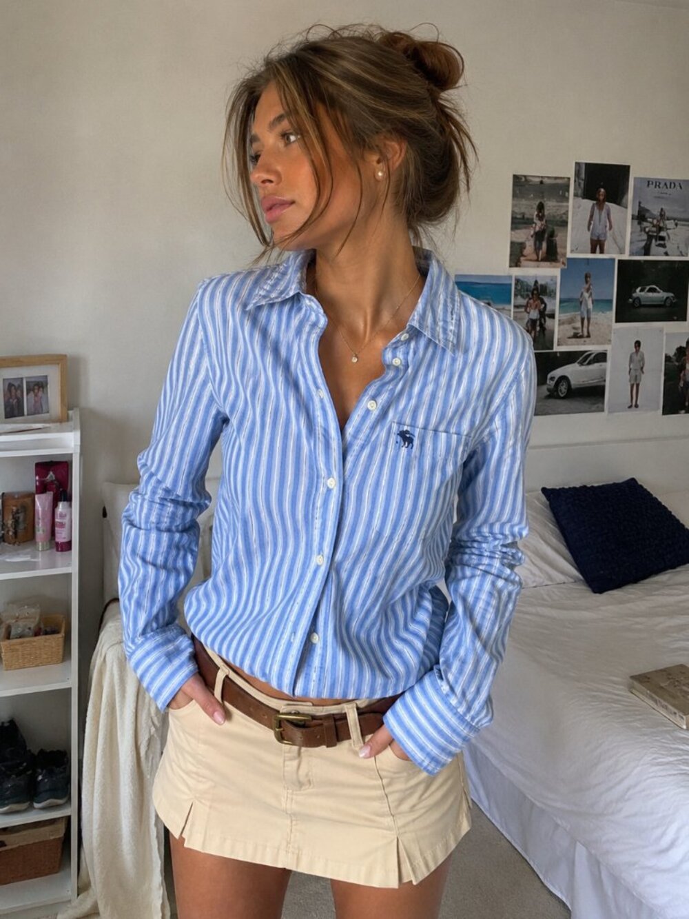 Vintage Abercrombie & Fitch Y2K Button Down Preppy Striped Top